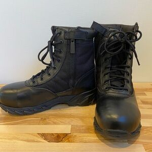 Original Swat Safety boots black leather steel toe Oil resistant side zip 6.5